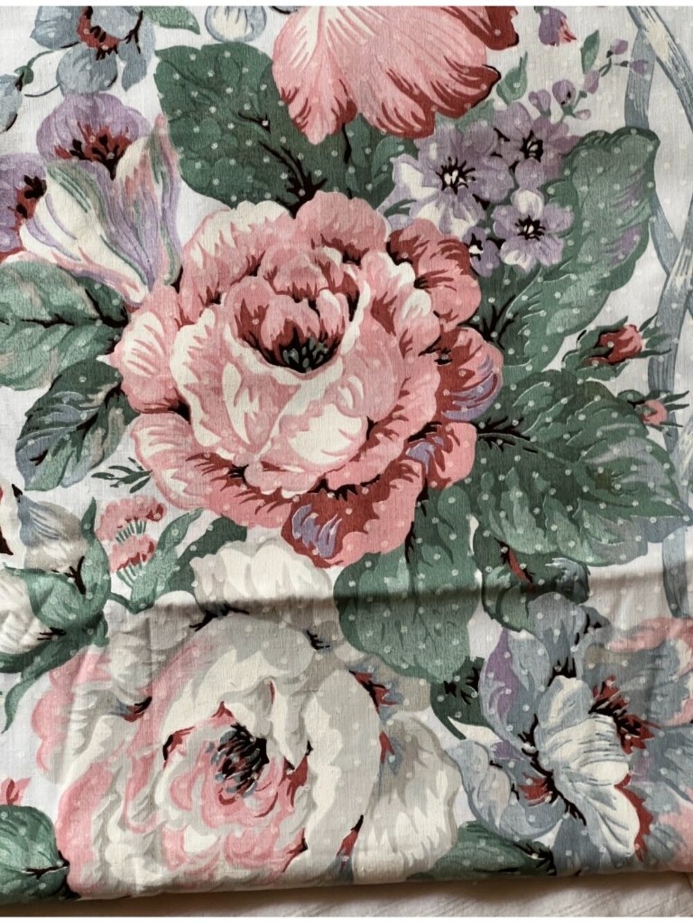 Martha Stewart Flat Sheet Full Floral Polka Dots Ribbon Multicolor READ